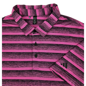 Adidas Golf Two-Color Striped Polo Shirt Men's 2XL Performance‎ Regular Fit Pink